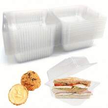 20pcs Buckle Box Transparent Disposable Packing Box Plastic Square Hamburger Box Clear Plastic Takeout Containers, Square Hinged Food Containers, Disposable Clam Shell Type Dessert Containers With Lids For Salad, Sandwich, Burger - transparent - View 4