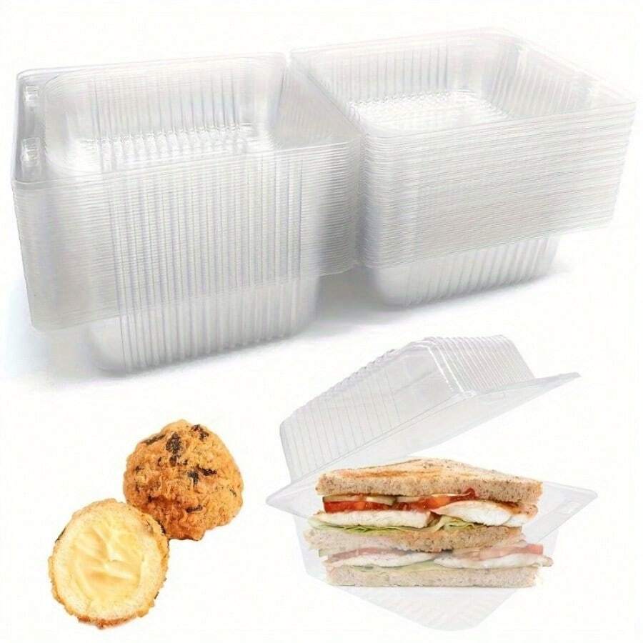 20pcs Buckle Box Transparent Disposable Packing Box Plastic Square