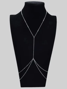 1pc Fashionable Double Layer Tassel Body Chain, Suitable For Ladies For Daily Wear, Vacation And Beach