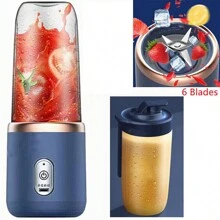 Electric Juice Maker Portable Blender Mini Juicer Fruit Machine 400ml - Blue - View 4
