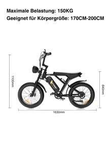 HITWAY BK29 Electric Bike, 250W Strong Horsepower, 48V 15Ah Removable Battery, 7 Speed Shift, 20 Inch 4.0 Fat Tire Electric Bicycle For Adults, Up To 45-80 Kilometers Range, Shock Absorbing Seat - màu đen - Xem 6