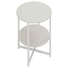 LIVINGANDHOME Living And Home 1 Piece 2 Tiers Modern Small Round Coffee Table,Side Table,Sofa Side Table,Tea Table,Home Storage Table,Nightstand Table,Corner End Table For Living Room,Bedroom,Kitchen,Balcony,Office,Indoor,Outdoor - White - View 11