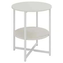 LIVINGANDHOME Living And Home 1 Piece 2 Tiers Modern Small Round Coffee Table,Side Table,Sofa Side Table,Tea Table,Home Storage Table,Nightstand Table,Corner End Table For Living Room,Bedroom,Kitchen,Balcony,Office,Indoor,Outdoor - White - View 10