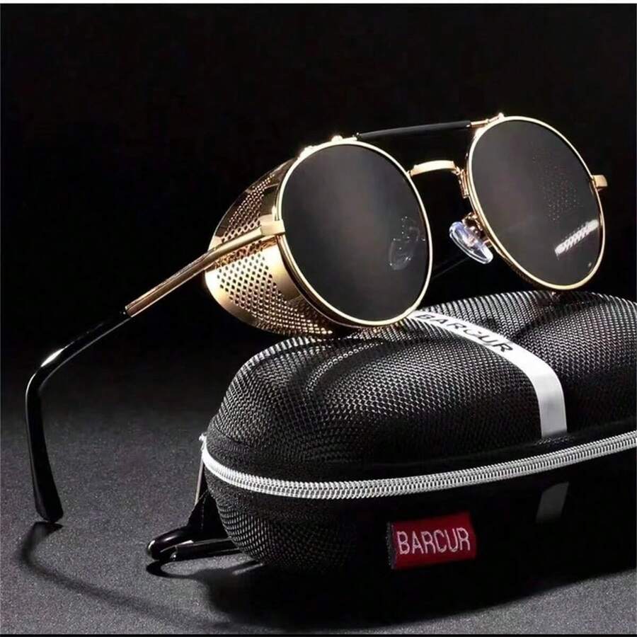 1 Kính thời trang phân cực gọng tròn có thể điều chỉnh theo phong cách Steampunk dành cho nam - Kính thời trang trang trí lai cổ điển - Đầy màu sắc - Xem 1