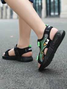 男孩夏季新款時尚涼鞋，兒童軟底開放式男孩氣墊運動沙灘鞋，時尚