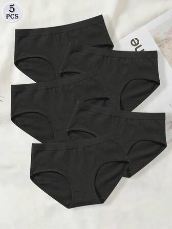 5入組低腰純色三角褲，舒適透氣