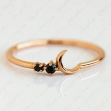 1 anillo delicado con forma de luna y brillantes circonias cúbicas, accesorio de joyería de estilo minimalista para uso diario