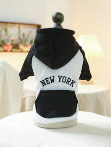 1pc Pet Clothes, Suitable For Cats And Small Dogs, Puppy, Teddy, Chihuahua, Hoodie Sweatshirt, Black & White - Black and White - View 3