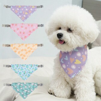 Supet 1pc Pet Saliva Towel Cute Doggy Mouth Bib Cat & Dog Triangle Bandana Suitable For Small & Medium-Sized Pets Pet Scarf