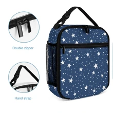 Túi đựng đồ ăn trưa giữ nhiệt bằng vải Oxford di động được nâng cấp năm 2024, bền và dễ lau chùi, có khóa kéo đôi để cắm trại ngoài trời và dã ngoại Bộ dụng cụ ăn trưa trở lại trường Đồ dùng học tập cho túi đựng hộp cơm trưa ở trường Đồ dùng gia đình Đồ dùng học tập trở lại trường học - Xanh đậm - Xem 5