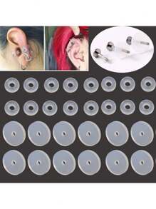 10/30/60Pcs Silicone Fixed Piercing Healing Discs Soft Flat Spacer Washer Anti Hyperplasia Anti-Sagging For Nose Ear Cartilage