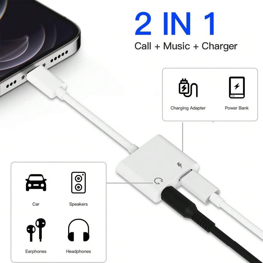 12 Pack IPhone AUX Adapter 3.5mm Cable With Audio Jack, Headphone Jack