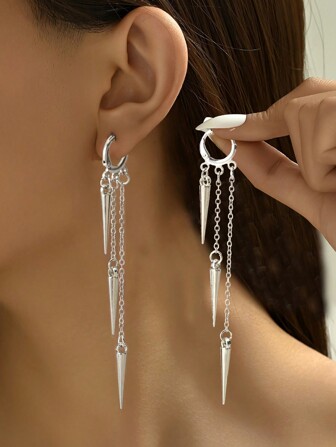 1對女士座狀流蘇吊墜耳環，女性日常個性化吊墜耳飾