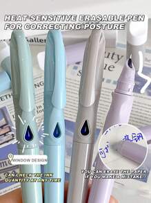 1 Set Cartoon Ink Cartridge Fountain Pen Set, Blue, Green, Grey, Purple, Clear Blue Pen Refills, Suitable For Students, Erasable And Replaceable Ink Cartridge Practice Pen Back To School