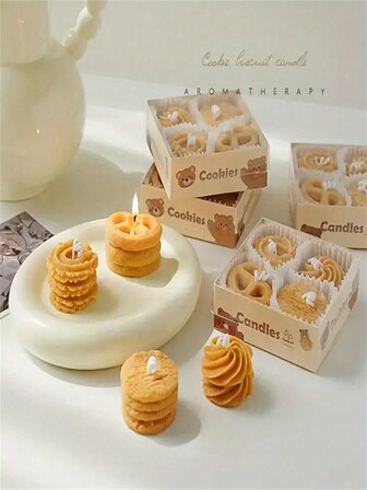 Set de 4 velas aromáticas con aroma a galletas, regalo de caja de aromaterapia al por mayor, velas de cera creativas con diseños, regalo perfecto para Halloween, otoño, festividades, Navidad, invierno, decoración de habitaciones, obsequios