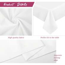 8 Pack Polyester Tablecloths,90 X 156 Inch Rectangle Table Cloth For 8 Foot Tables,Stain And Wrinkle Resistant Washable Fabric Table Cover For Wedding Banquet Restaurant Party Outdoor Party Wedding Outdoor Activities Banquet Multiple Colors,Weddings Graduation Season Outdoor Events Entertain Guests - 白色 - 查看 3