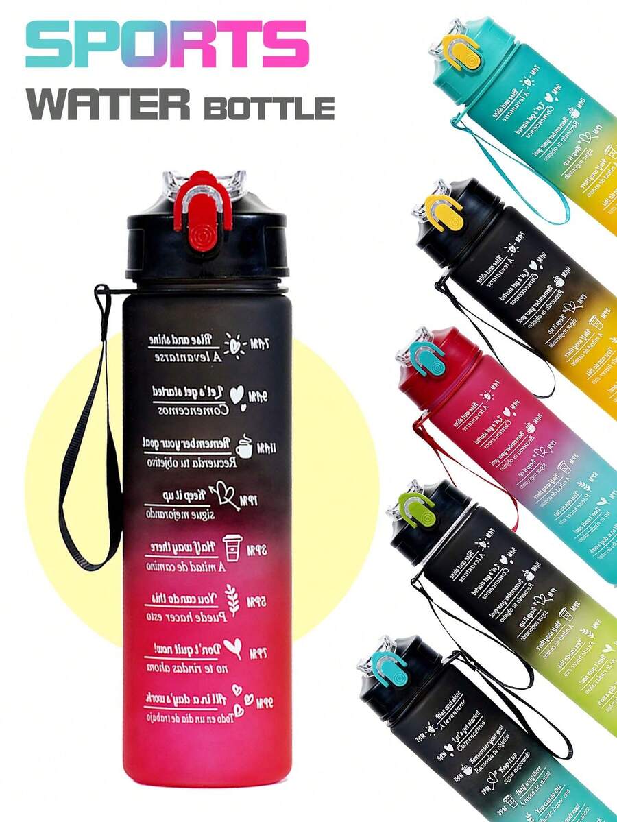 1 Cốc Nước Thể Thao Cắm Trại Ngoài Trời Đi Bộ Đường Dài 800Ml, Chai Nước Di Động Dung Tích Lớn Có Cân, Chai Nhựa Uống Sơn Xịt Thể Dục - Màu Đỏ Sâu - Xem 1