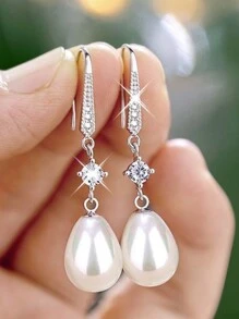 1 Pair Classical S925 Sterling Silver Cubic Zirconia Drop Earrings Party Anniversary Ear Jewelry For Women Gift Fine Jewelry