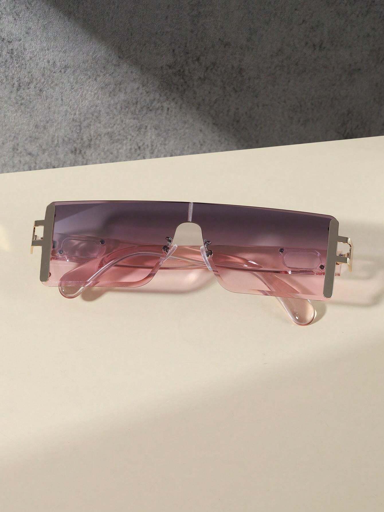 Elegant 1 Pc Women's Metal Frame Rimless Large Square Frame Trendy