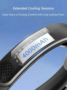 1pc Hanging Neck Fan, Neck Fan With Digital Display, Outdoor Summer Cooling Fan, Rechargeable 4000mAh Hanging Neck Fan With 3-Speed Wind Fan - Black - View 8
