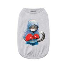 1 Pc Pet Cat Dog Printing Vest ,Cartoon Pattern Pet T-Shirt Tops - Grey - View 2