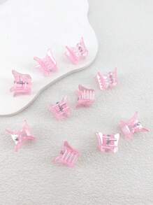 10 件女士 AB 色蝴蝶形塑料发爪夹，适合日常使用情人节 - 粉色 - 查看 4