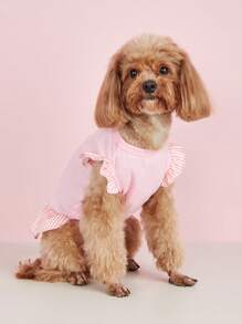 1pc Pink Polka Dot Bowknot Cap Sleeve Vest Dress For Small Dogs, Teddy, Bichon Pet Clothes
