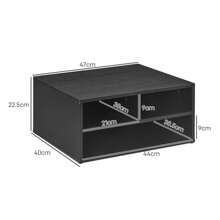 HOMCOM Desktop Printer Stand With Storage, 2-Tier Desk Organizer With 3 Open Compartments For Home Office - Black - View 2