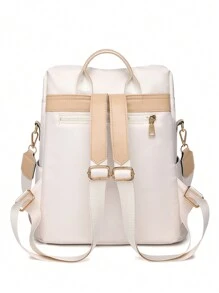 1pc Oxford Cloth Casual Backpack, Fashionable Fringed Travel Bag Commute For School Supplies Multi-Functional Dorm Essentials For Books Bag For School For Files For Lunch BoxGraduation Gifts Freshman Fathers Day Gifts Back To School Multi-Functional University - White - View 3