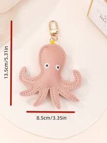 1pc Unisex Cartoon Octopus Keychain Creative Animal Pendant Fun Gift For Friends, Bag Charm - Pink - View 3