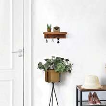 Porte-clés rustique pour le mur, étagère murale de ferme avec 4 crochets, porte-clés monté au mur
