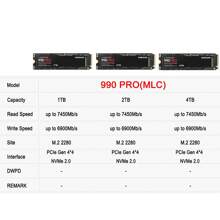 Samsung Samsung 990 PRO Ssd Nvme M2 2280 PCIe Gen 4*4 MLC, Ssd Hard Disk Solid State Drive 1TB 2TB 4TB, Nvme 2.0 Internal Hard Drives Solid Disk For Laptop PC Desktop, Up To 7450MB/S