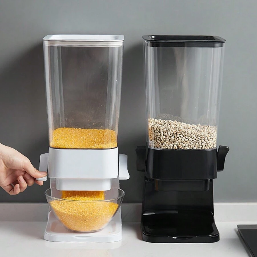LIVINGANDHOME 1 Piece Countertop Cereal Dispenser,Cereal Storage Container,Organization And Storage Container For Kitchen,Dry Food Dispenser,Kitchen Storage Organizer,Food Dispenser For Rice, Pasta, Grains, Nuts, Candies, Oatmeal, Snacks,Coffee Beans,Beans,Kitchen Tools - Black - View 1