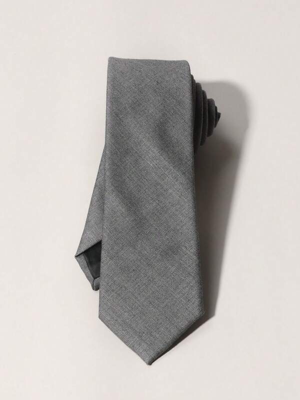 1pc Men's Fashionable Plain Light Gray Thick Necktie Made Of Suiting Fabric, Suitable For Business And Daily Wear Men Necktie