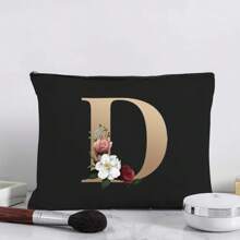 Cosmetic Bag Lady Makeup Bags Wallet Name Initials Letter Pattern Toiletry Organizer Pouch Wedding Party Wash Bag Zipper Phone Purse Pencil Pouch Make Up Bags Valentine'S Day Gifts Clutch Bag Bridesmaid Make Up Pouch Toiletries Organizer Bag Cosmetic Case Makeup Organizer Make Up Organizer Makeup Storage Makeup Pouch Make Up Pouch - Black - View 10