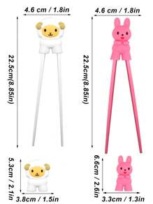 2 Pairs Detachable Silicone Sheep & Pink Rabbit Head Chopsticks,Kitchen,Christmas Gift,School Supplies
