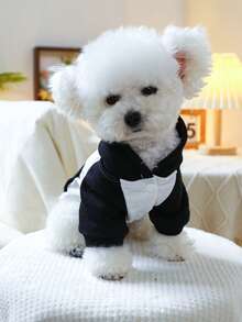 1pc Pet Clothes, Suitable For Cats And Small Dogs, Puppy, Teddy, Chihuahua, Hoodie Sweatshirt, Black & White - Black and White - View 5