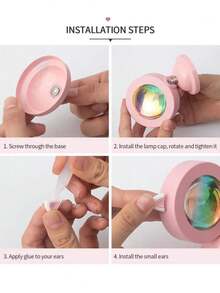 1 pieza de lámpara única ajustable LED de atardecer, luz proyectadora de ambiente de atardecer, iluminación decorativa de fondo de foto, mini lámpara de mesa con ambiente de arcoíris para proyección en el dormitorio - Rosa - Ver 8