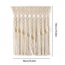 HOHOBLA LOYALHEARTDY-BTG Macrame Wall Hanging Wall Tapestry Large Bohemian Wall Hanging Door Window Curtains Handwoven Boho Wall Decoration For Wedding Christmas  Backdrop Bedroom Living Room, 35" W X 71" L[Best Gift For Family&Friends] - Màu be - Xem 2