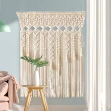 HOHOBLA LOYALHEARTDY-BTG Macrame Wall Hanging Wall Tapestry Large Bohemian Wall Hanging Door Window Curtains Handwoven Boho Wall Decoration For Wedding Christmas  Backdrop Bedroom Living Room, 35" W X 71" L[Best Gift For Family&Friends] - Màu be - Xem 5