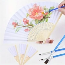 3 Stücke weiße faltbare Papierfächer, DIY tragbarer chinesischer Bambusventilator, Hochzeitsgeschenke für Gäste, Geburtstags-Party-Dekoration Malerei Fächer, für Weihnachten, Valentinstag, Neujahrsgeschenke, Heim- und Raumdekoration, für Schulbedarf, Rückkehr zur Schule