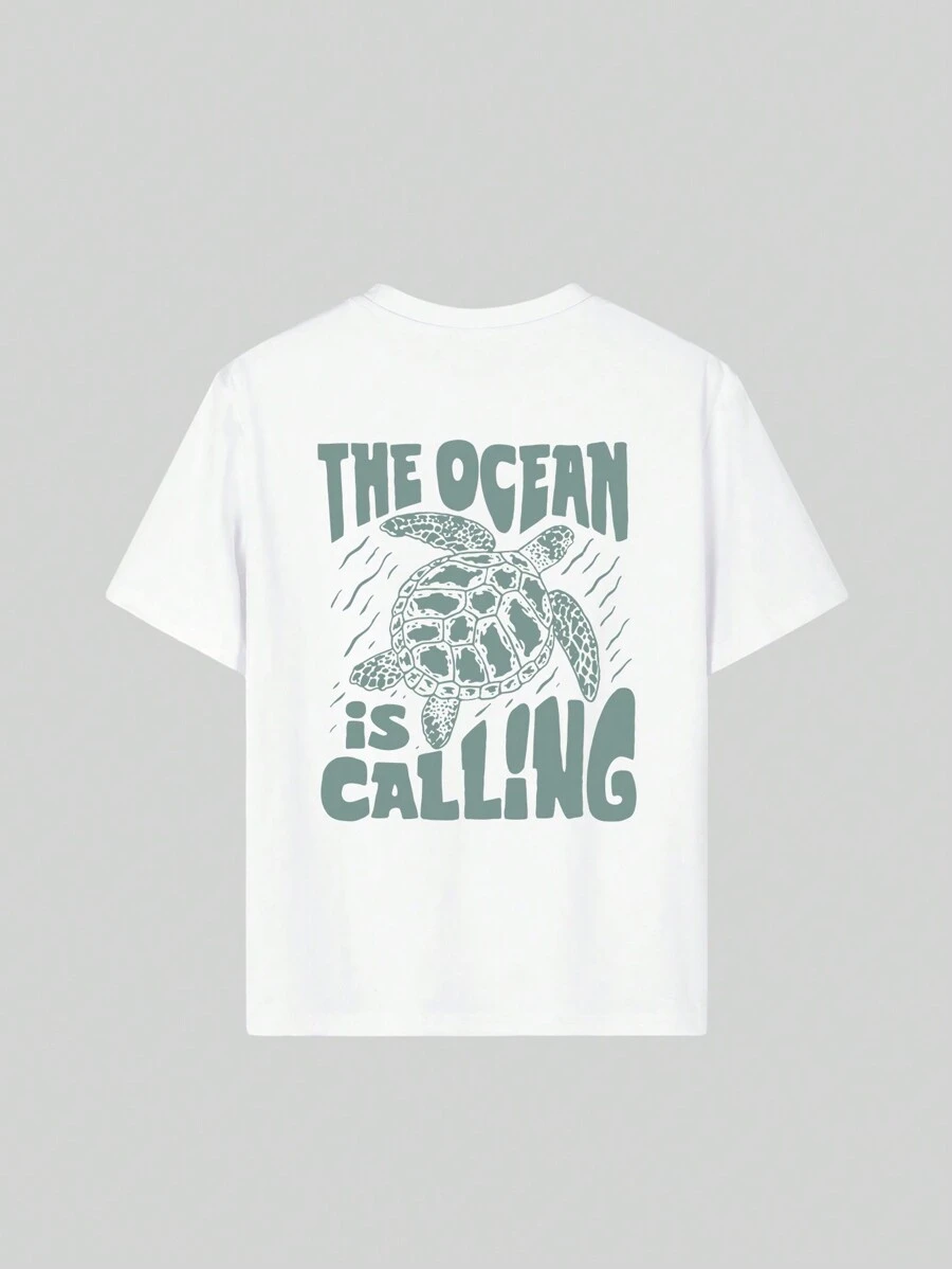 1件女童休闲海龟印花圆领短袖T恤，夏季学生青少年服装 - 海龟图案T恤，适合日常穿着，青少年女孩夏季衬衫，伊斯兰开斋节快乐，斋月吉祥