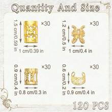 120PCS Gold Hair Jewelry Hair Cuffs For Braids Metal Dreadlock Beads Hair Cuffs Rings Multi Style Braids Accessories Hair Decoration For Women And Girls Boho - Gold - View 5
