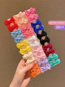 30pcs Assorted Color Cute Bowknot Hair Clips For Little Girls - Multicolor - View 6