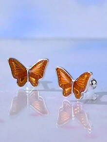 1 paire de boucles d'oreilles à vis en forme de papillon à la mode, disponibles dans plusieurs couleurs - Papillon - Voir 4