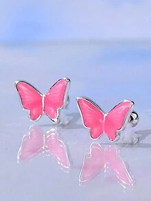 1 paire de boucles d'oreilles à vis en forme de papillon à la mode, disponibles dans plusieurs couleurs - Papillon - Voir 1