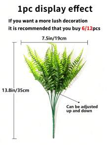 2/6/12pcs Artificial Plant Green Seven-Fork Equisetum, Artificial Fern Vertical Plant, Wall Decor Greenery, Front Door & Yard Decor, Flower Bed & Garden Path Decor, Summer Party Decor, Backyard Decoration