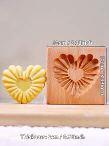 Cippes 1PC Wood Cookie Molds With Carved Embossed 3D Patterns, Kitchen Baking Tools, Fondant Cake Biscuit Decorating, DIY Cookie Cutter Moulds For Valentine's Day, Christmas