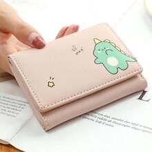Women's Short Tri-Fold Card Holder, Student ID Card Case, Coin Purse, Cartoon Design Wallet, Small Cute Wallet - Multicolor - View 11