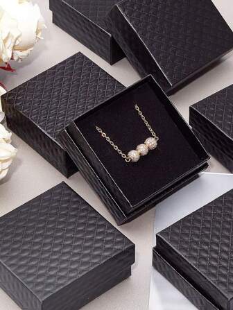 2/5/10pcs Jewelry Box, Diamond Patterned Packaging Box For Silver Necklaces, Rings, Earrings Storage
